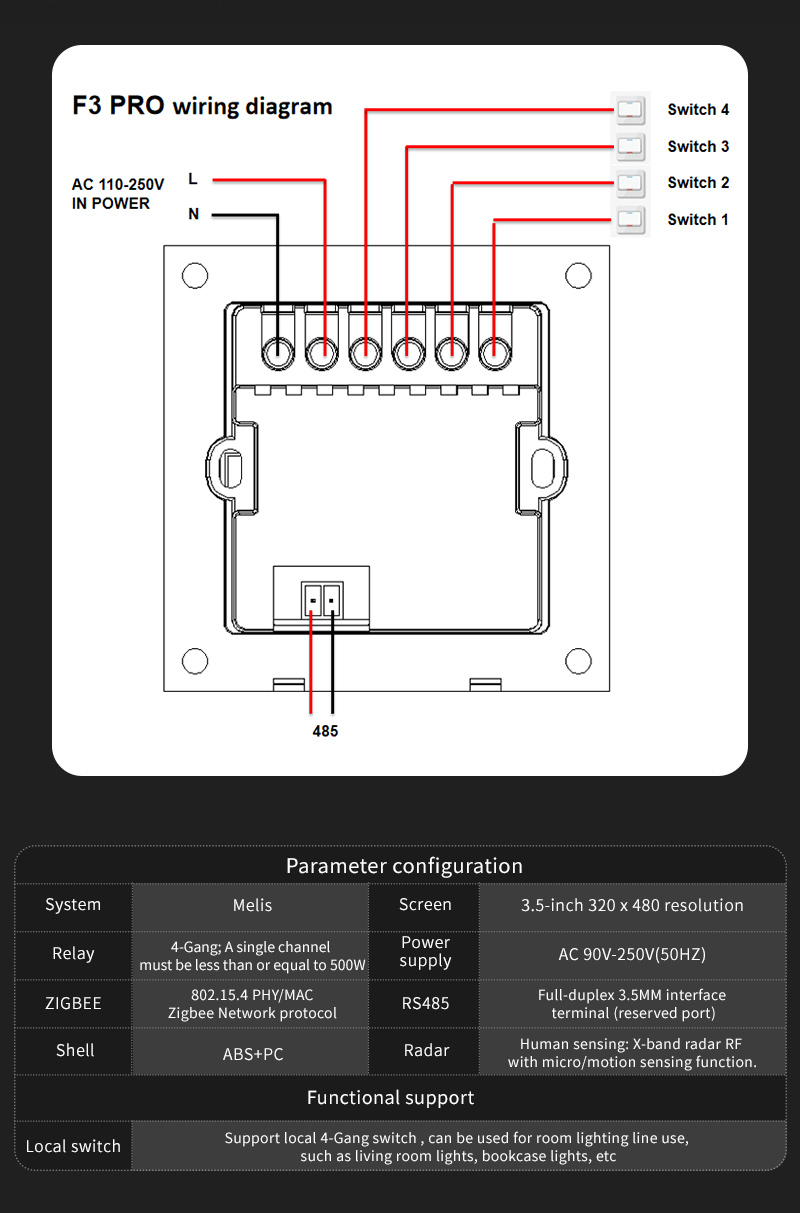F3 Pro 3.5인치 IPS 터치 패널 스마트 스위치 - Smart Home Zigbee 리뷰 및 가격